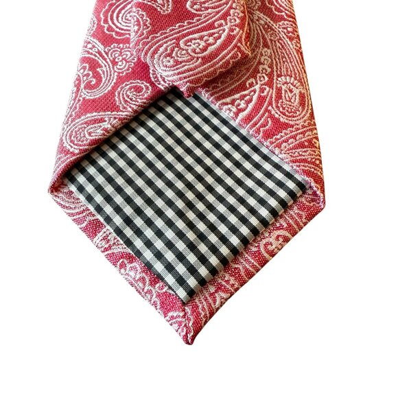 Ben Sherman Red Paisley Silk Cotton Blend Tie Necktie Mens Workwear Formal - Picture 5 of 12